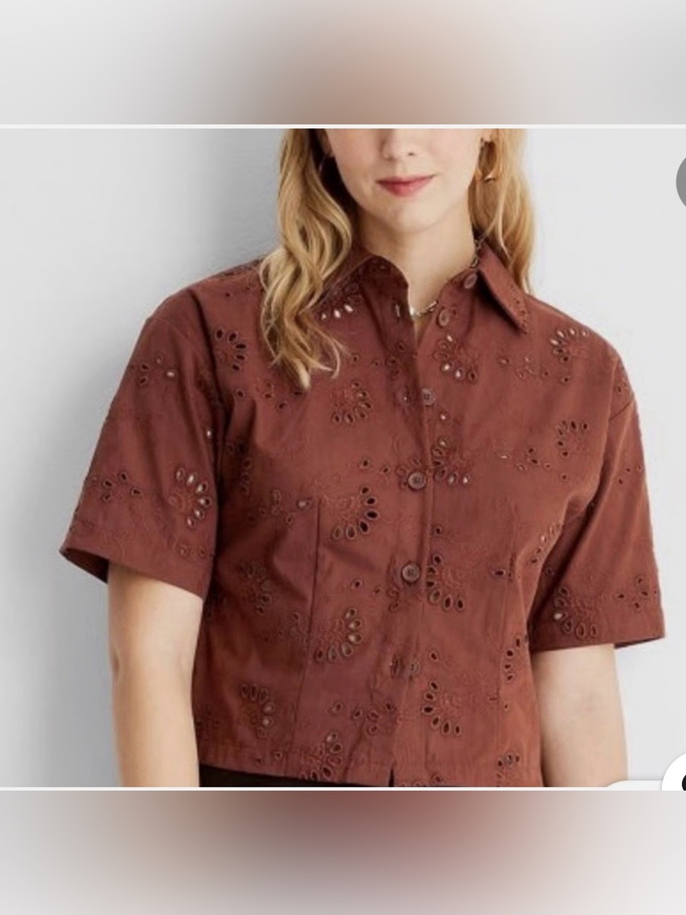 Future Collective Eyelet Crop Shirt